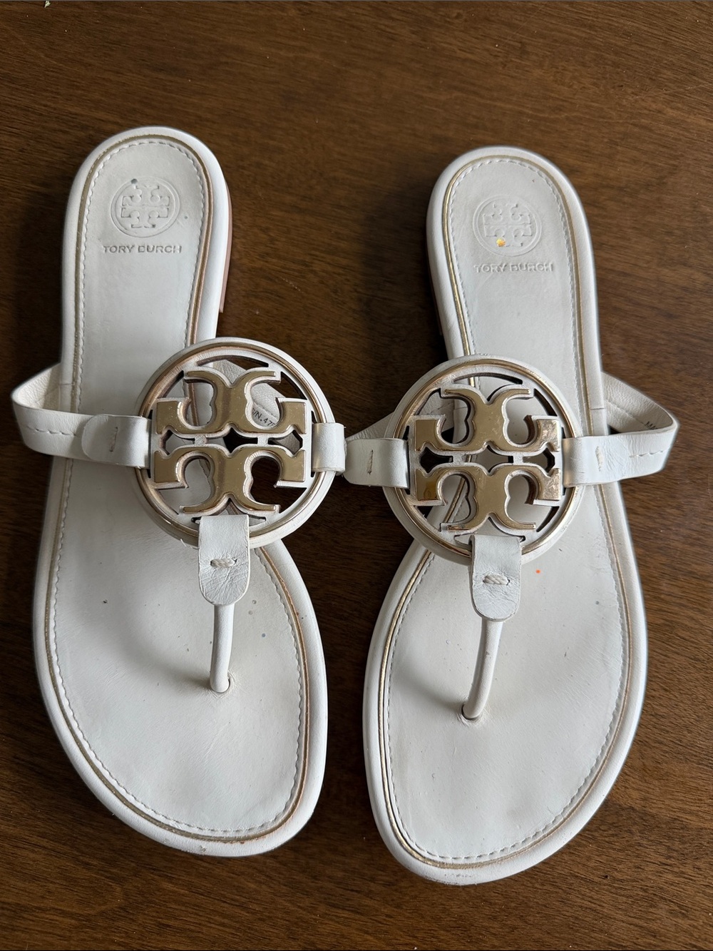 Tory Burch White Miller Logo Thong Sandals